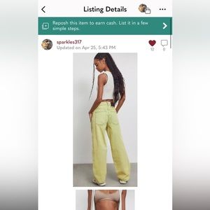 Urban Outfitters Bdg Lr Rih - Lime Green High Waisted Balloon Fit Jeans